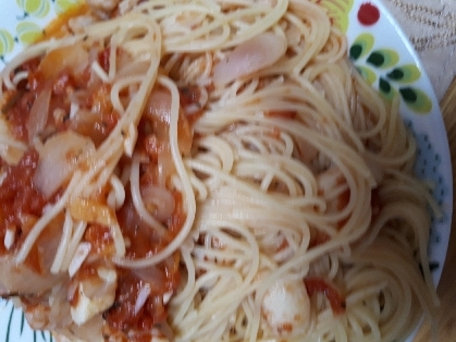シーフードのトマトスパゲティ