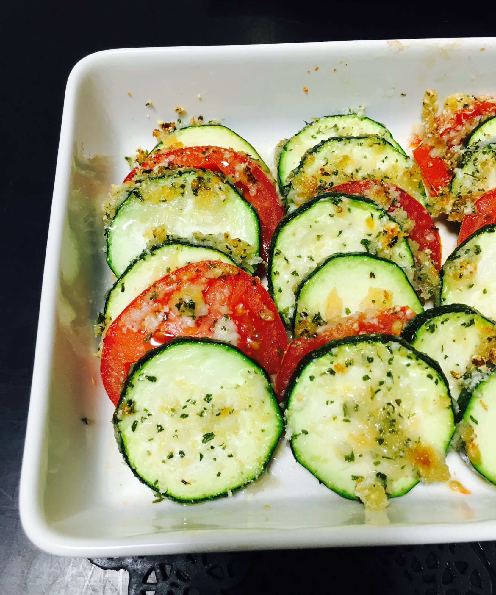 夏野菜 ズッキーニとトマトのパン粉焼きトースターで レシピ 作り方 By Cinabre 楽天レシピ