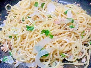 ツナとかいわれのあっさりパスタ