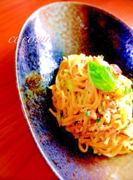 焼きそば麺で簡単アレンジ アンチョビクリームパスタ レシピ 作り方 By Cocorin0913 楽天レシピ