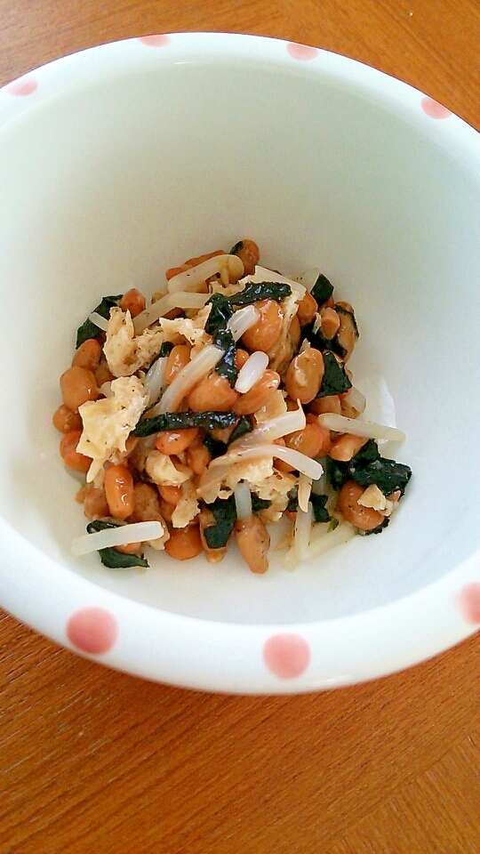 幼児食☆納豆と海苔とモヤシときりあげの和え物