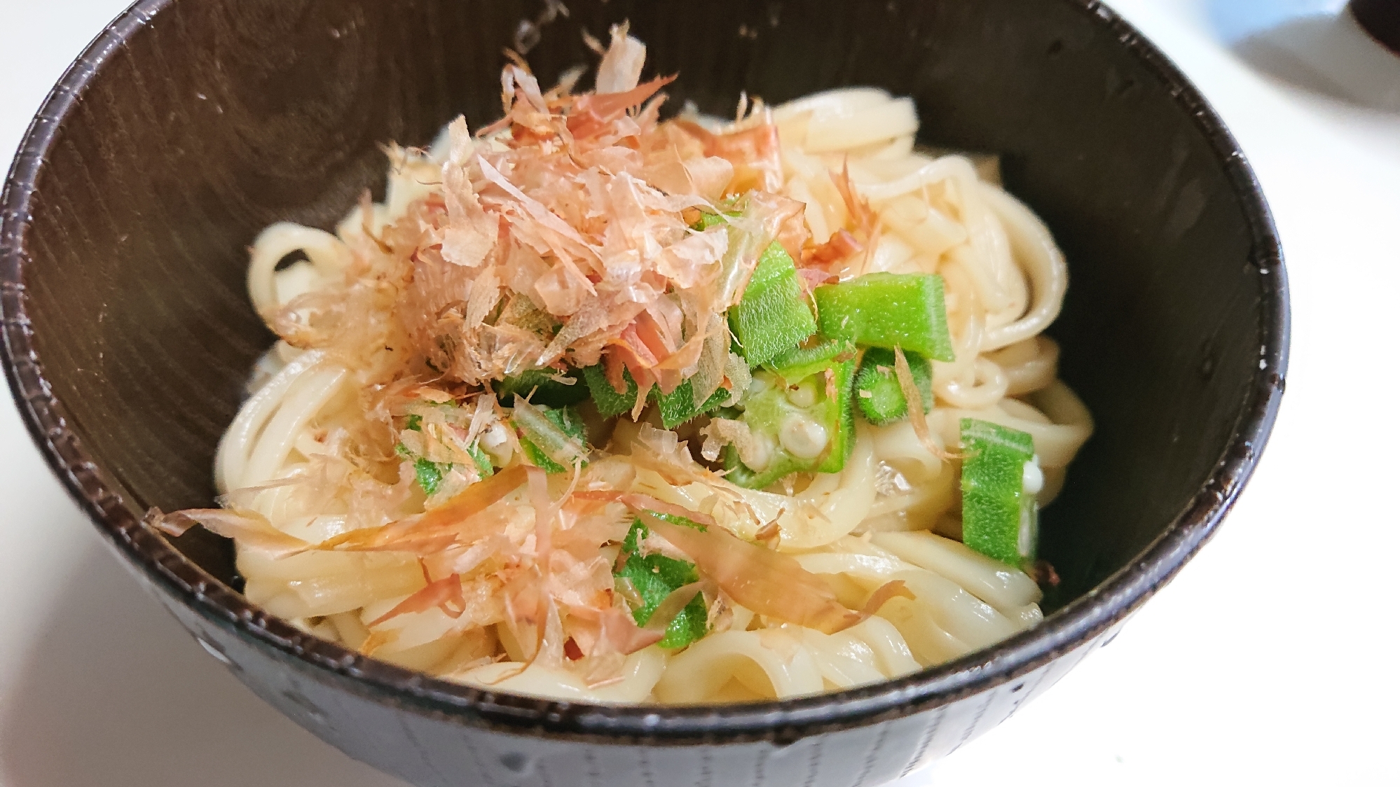 夏野菜入り*温かい稲庭うどん