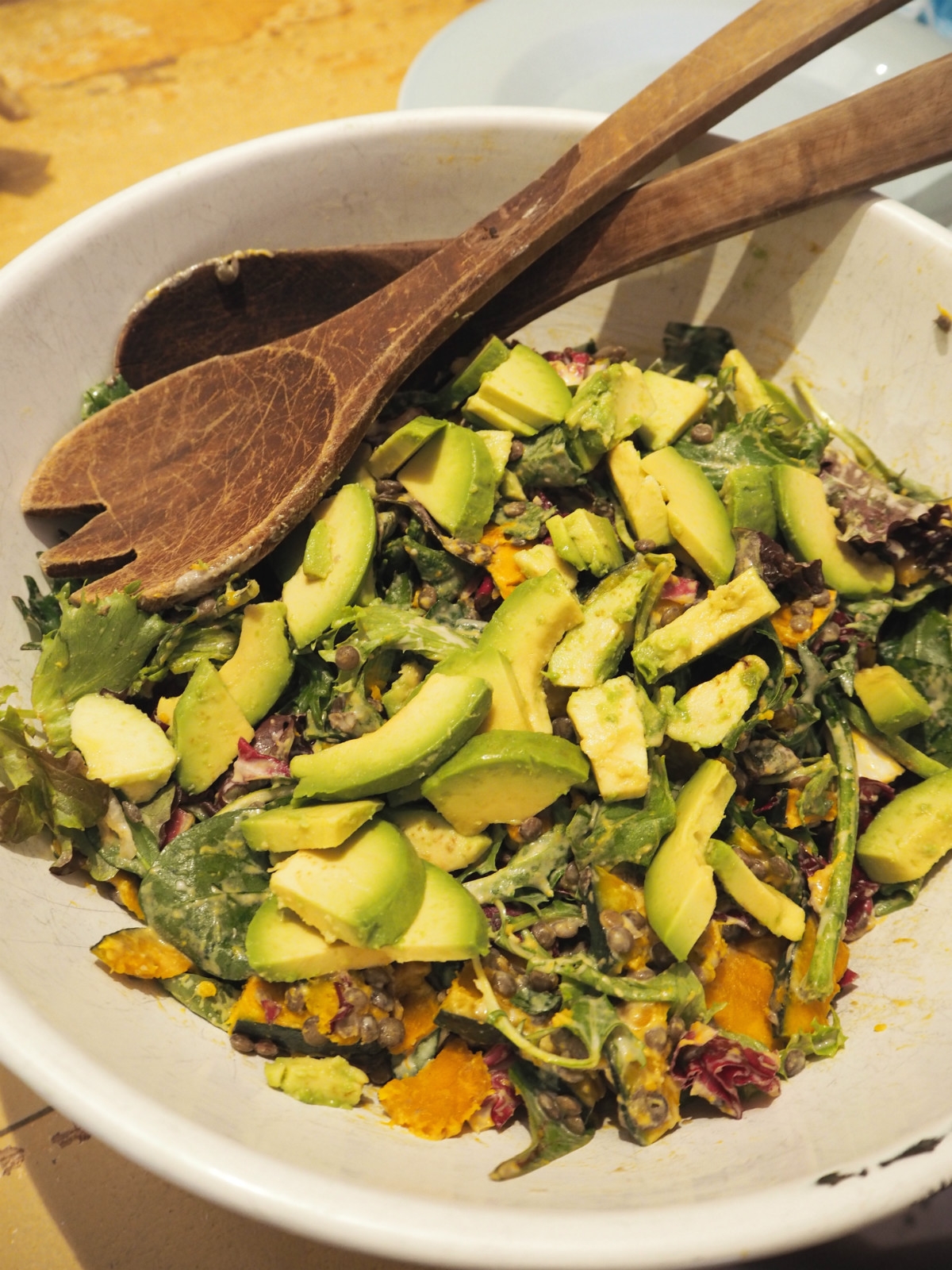 かぼちゃとレンズ豆のサラダ&タヒーニドレッシング