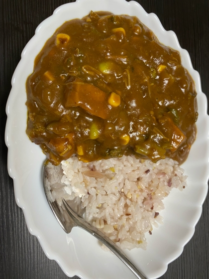 かぼちゃと茄子とささみのヘルシーチキンカレー