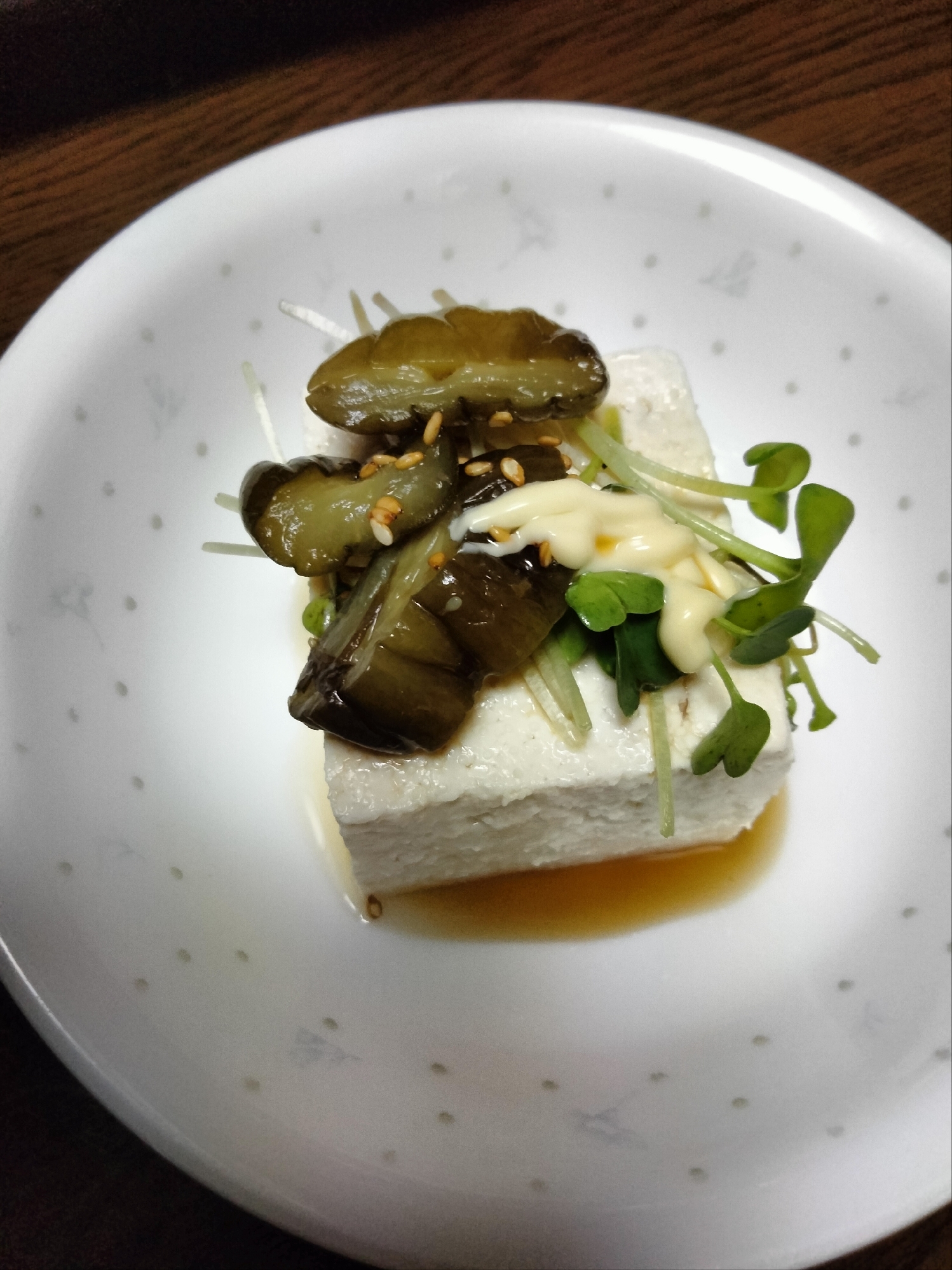 冷奴アレンジ 貝割れ菜&しば漬け