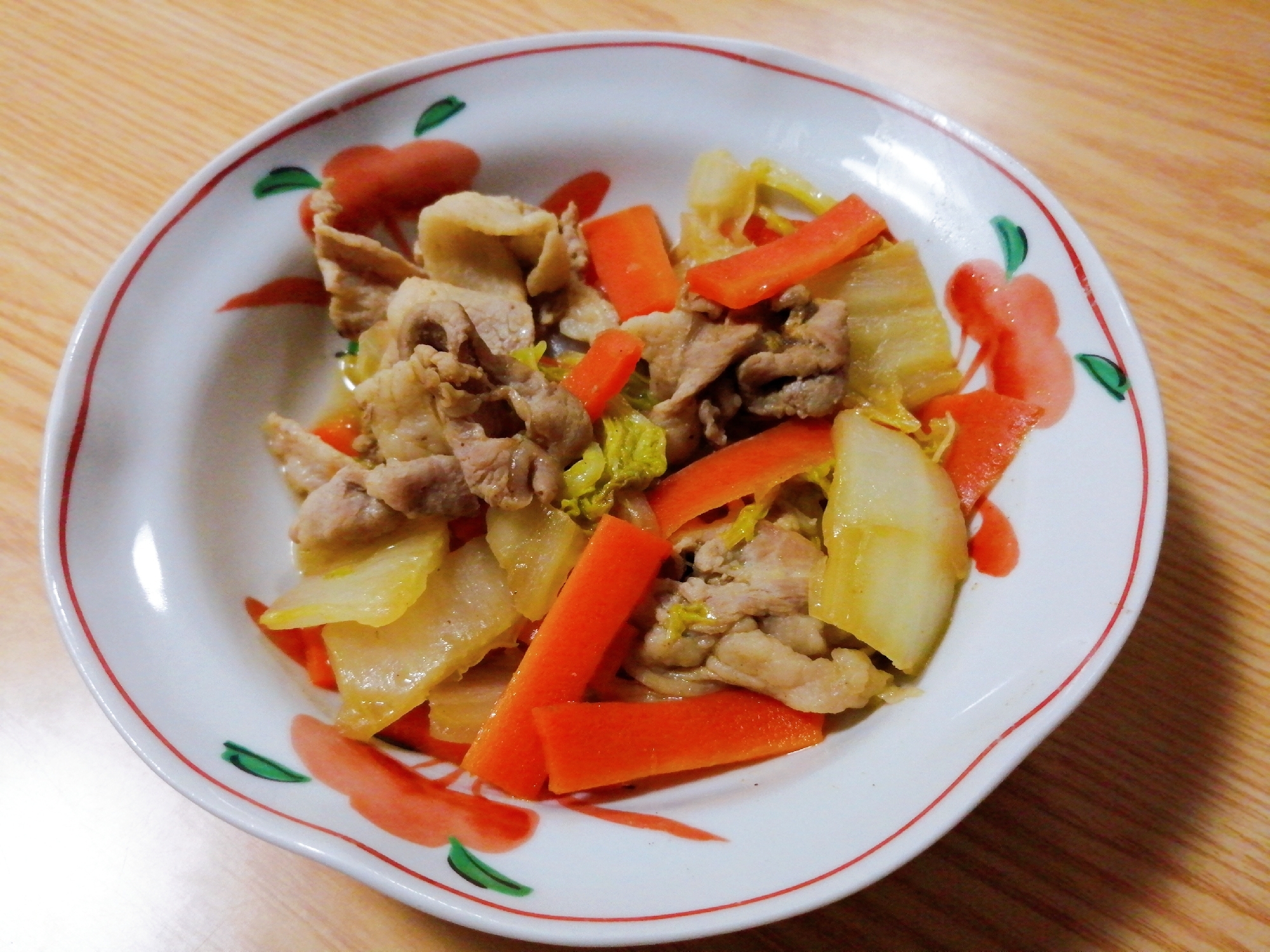 豚肉と白菜と人参のカレー風味炒め