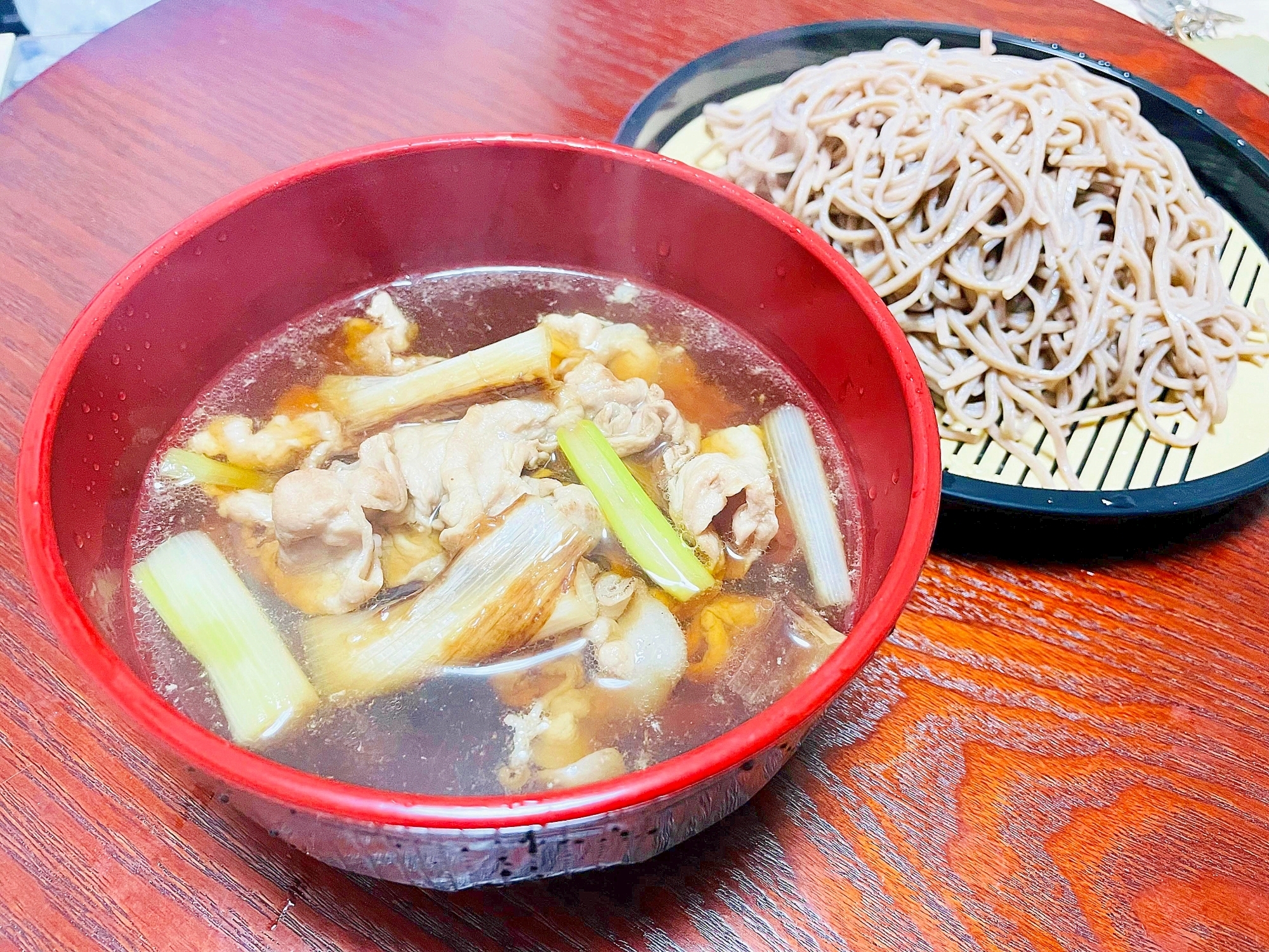 豚肉と焼きネギのつけ蕎麦。