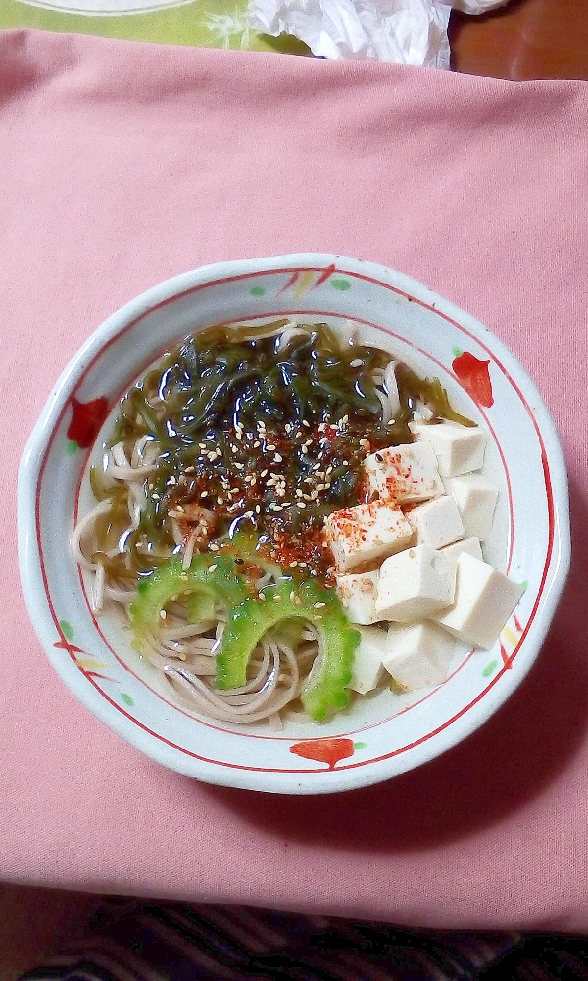 めかぶと豆腐のネバ蕎麦