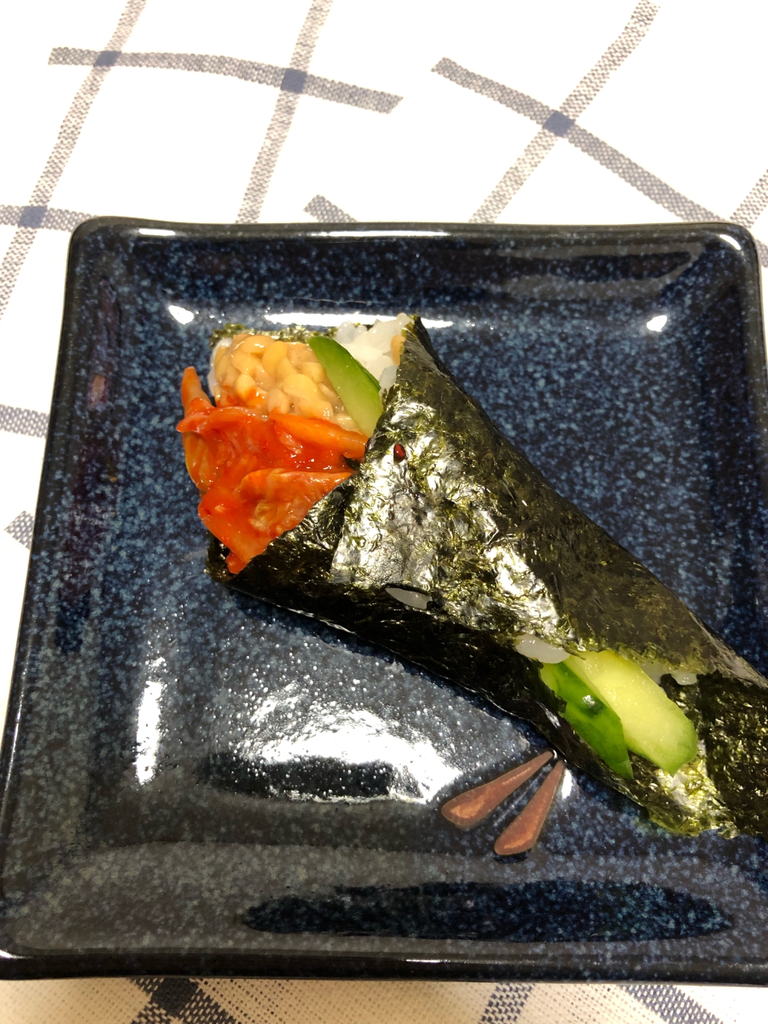 納豆とキムチときゅうりの手巻き寿司 ♪