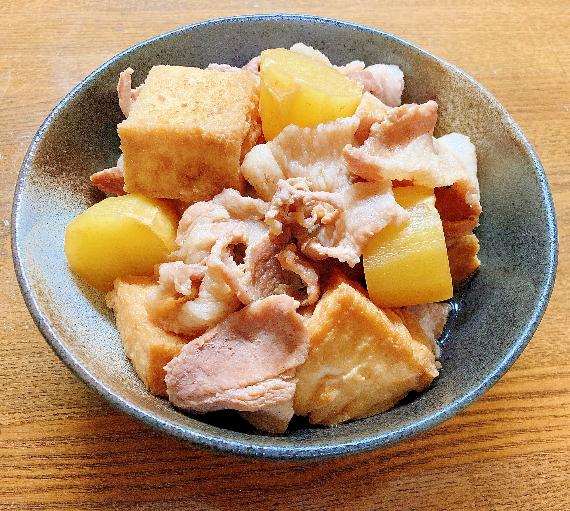 厚揚げ食べきり☆豚とじゃが芋の甘辛煮