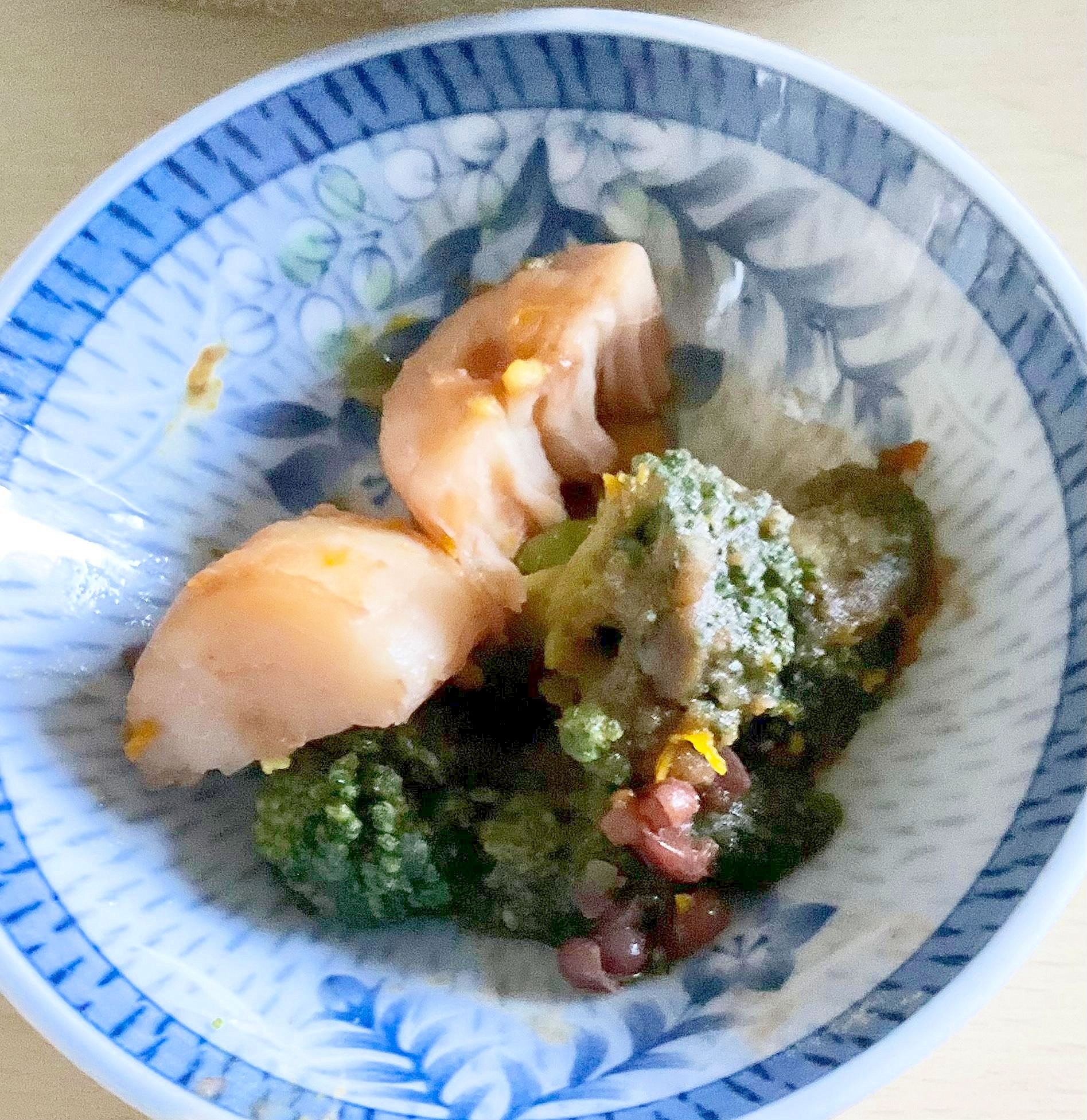 ホタテ貝柱ブロッコリー小豆の煮物♪