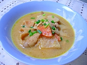 圧力鍋で♪根菜の粕汁～カレー風味