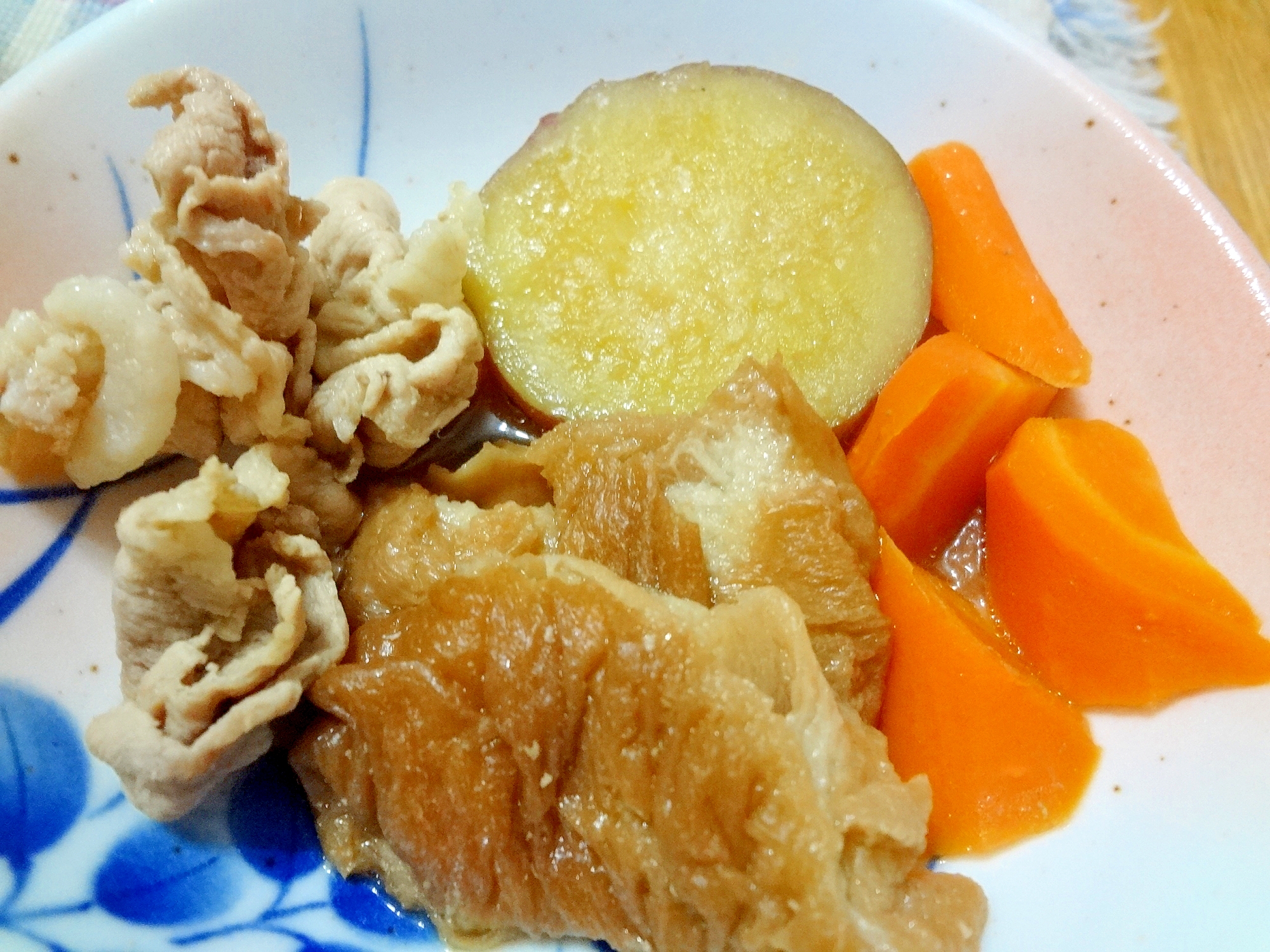 小鉢レシピ◇さつま芋と焼き麩と豚肉の煮物