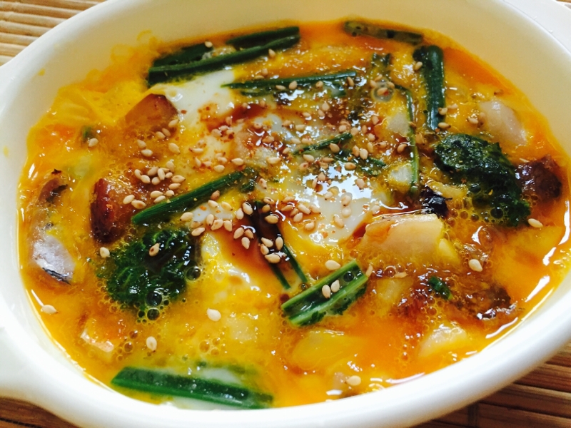 リメイク!赤魚とこごみの卵とじ