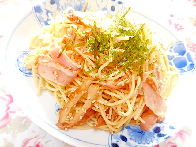 ❤竹輪とベーコンの山葵めんつゆパスタ❤