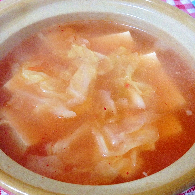 キャベツと豆腐のキムチスープ♡