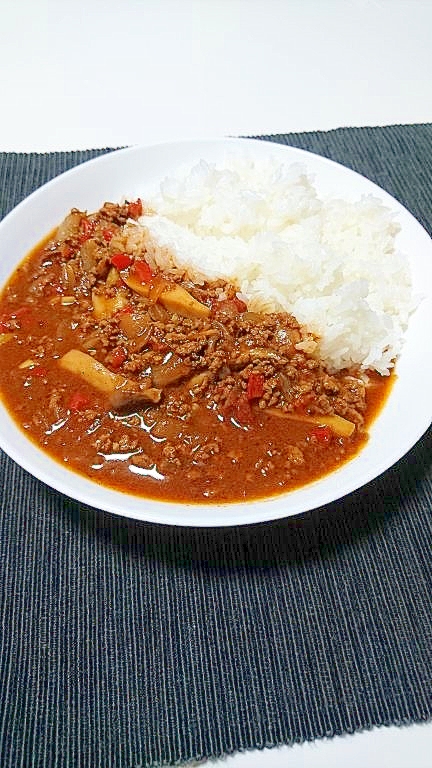 カレー日記1：野菜と挽肉のカレーライス