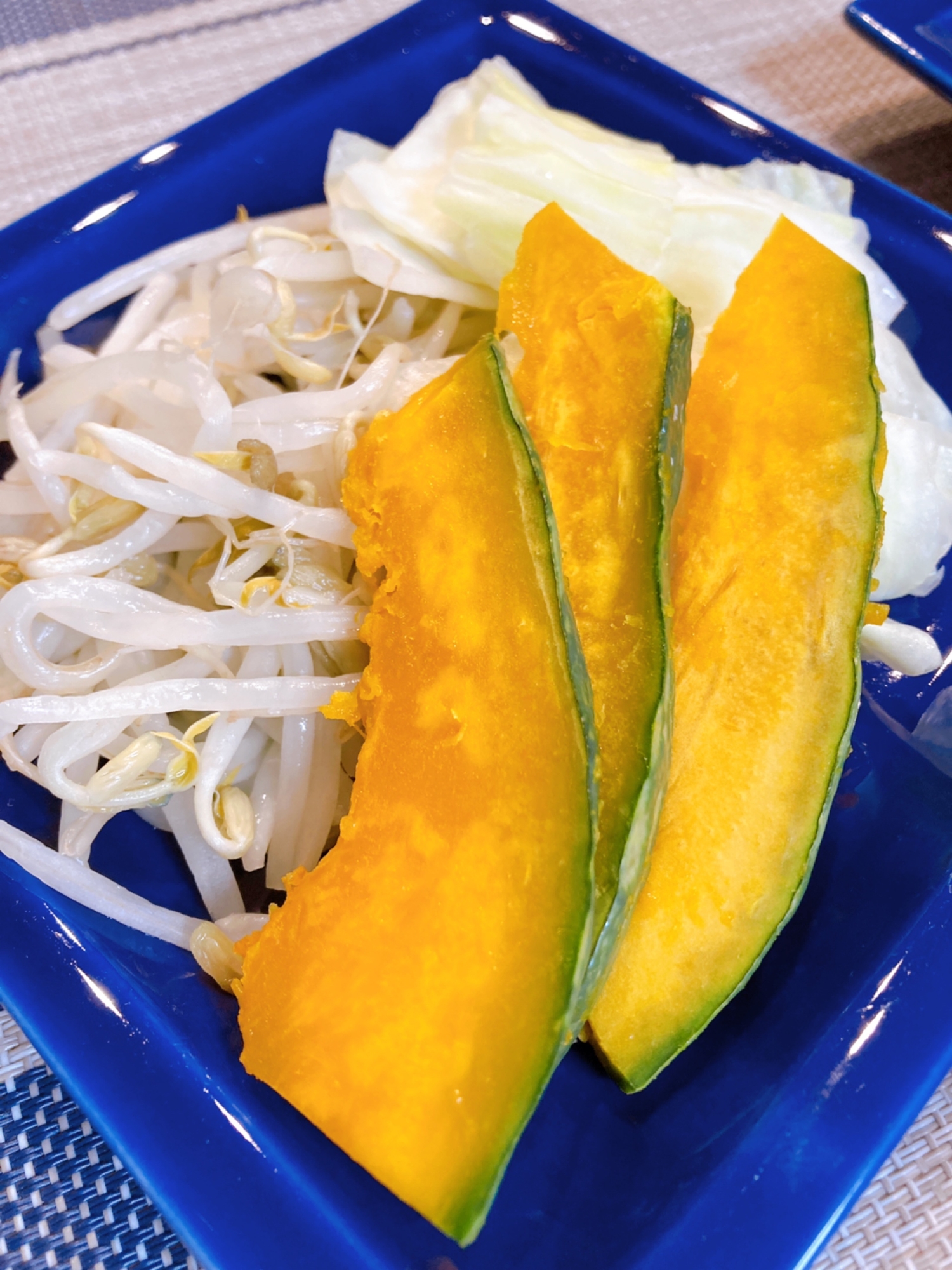 ホクホクかぼちゃとキャベツともやしの温野菜 レシピ 作り方 By ちょこママ 楽天レシピ