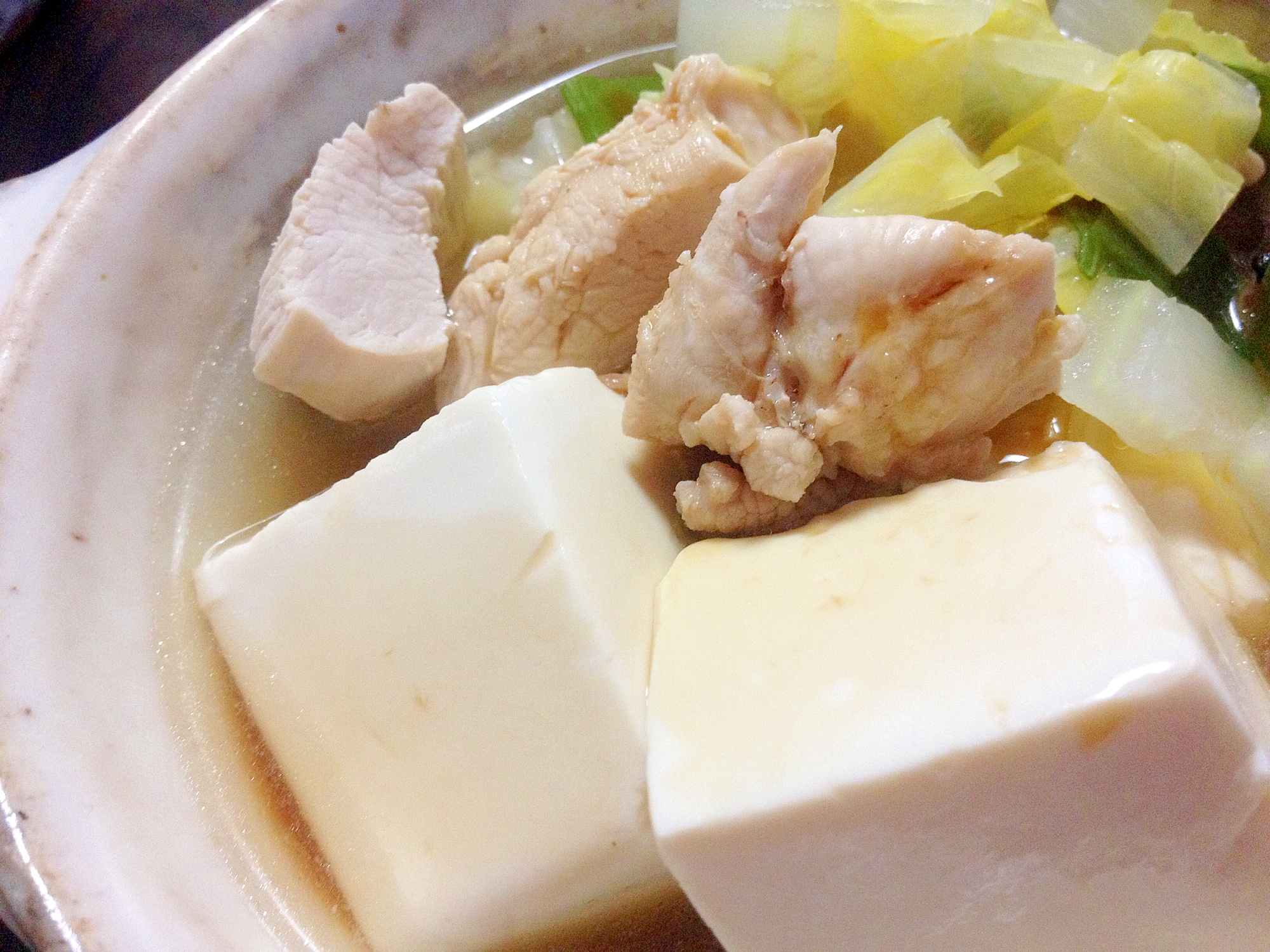 我が家の「湯豆腐♪」野菜肉もたっぷりヘルシー♪