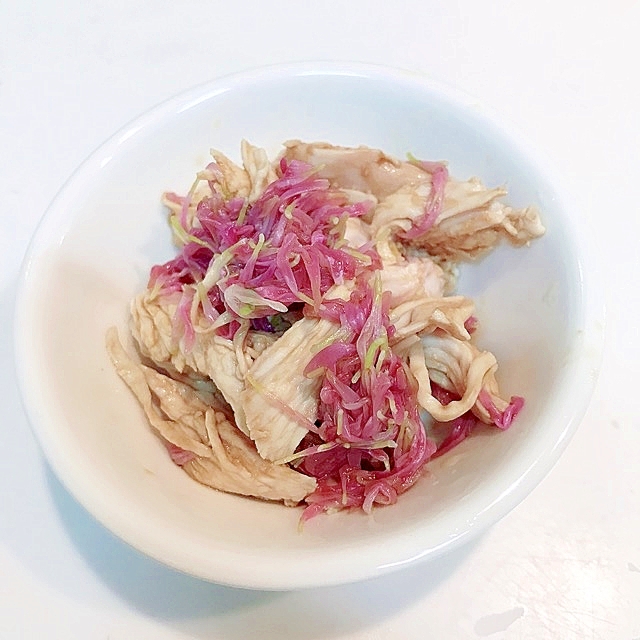 これは有り♪鶏むね肉と菊おひたしの香酢醤油がけ