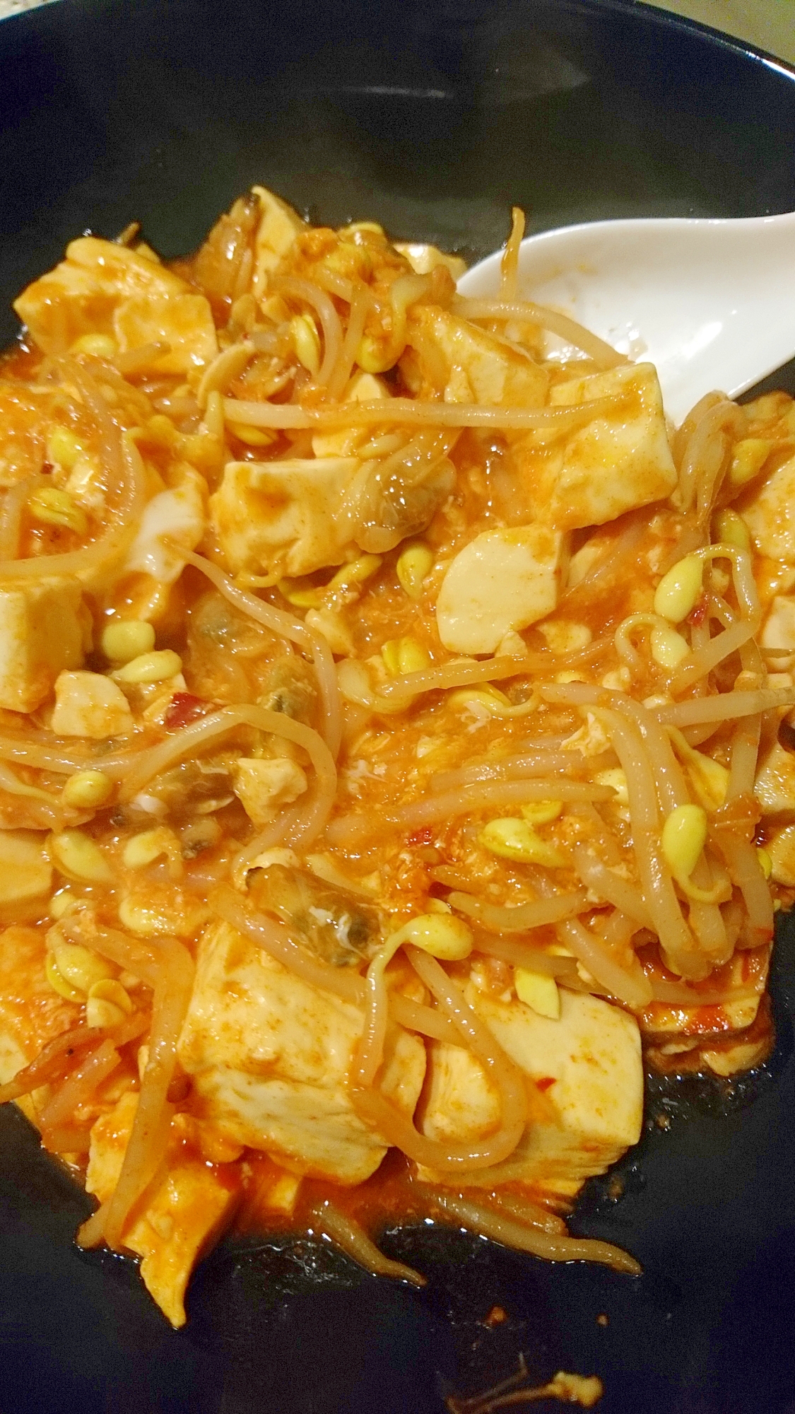 豆腐と豆もやしの韓国風あさり煮