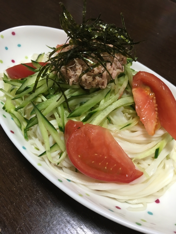 ひやむぎで簡単サラダうどん風 レシピ 作り方 By ちび助115 楽天レシピ