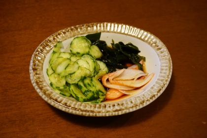 カンタン酢で簡単☆胡瓜とワカメとかにかまの酢の物