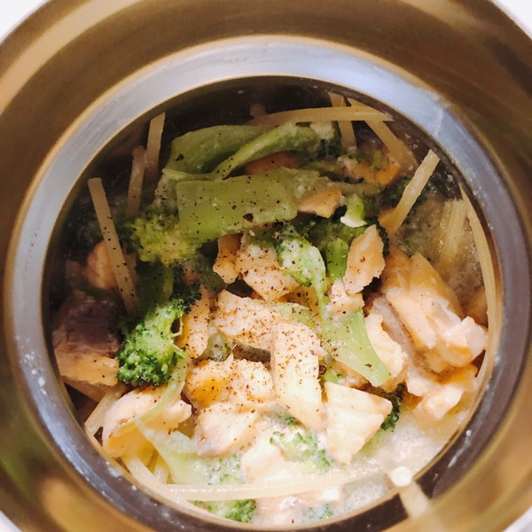 お昼に食べ頃 スープジャーで鮭の豆乳パスタ レシピ 作り方 By 早起きは三文の徳 楽天レシピ お昼に食べ頃 スープジャーで鮭の豆乳パスタ レシピ 作り方 By 早起きは三文の徳 楽天レシピ