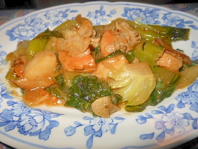 青梗菜とホタテの中華味蒸し煮