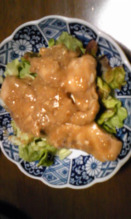 節約で♪鶏胸肉の胡麻酢あんかけ☆