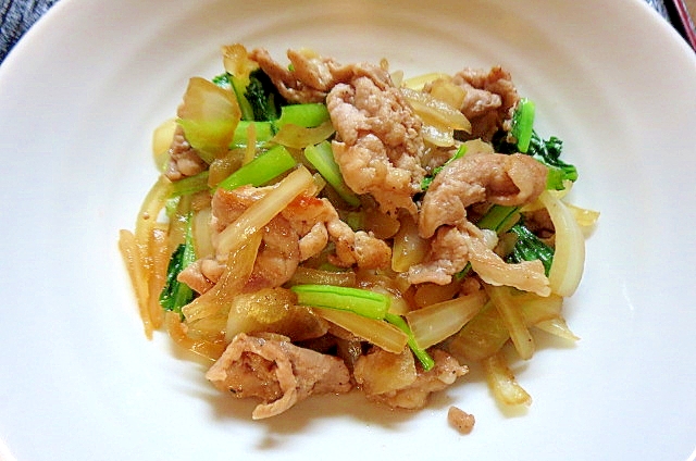 小松菜と玉ねぎと豚の簡単炒め