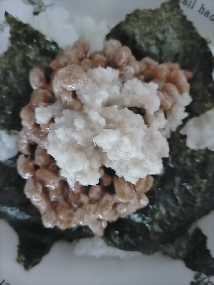 晩酌の〆☆　海苔ご飯の「山わさび納豆丼」