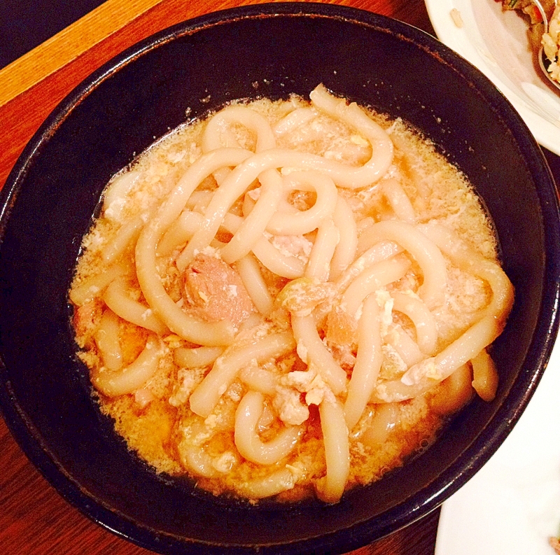 簡単一人ランチ☆卵入りの温うどん