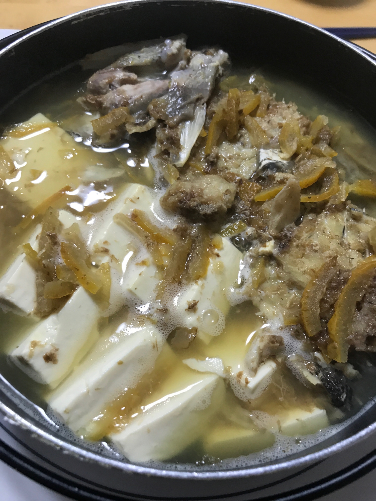 タラのアラと豆腐の柚子煮