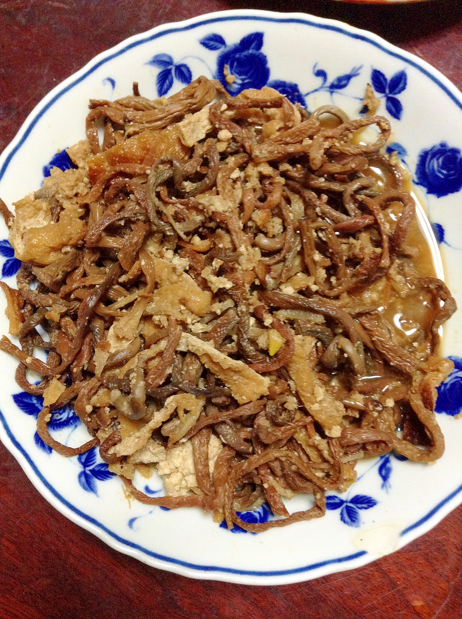 ひき肉入り☆ゼンマイと油揚げの炒め煮。