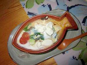 豆腐と卵で海老茶碗蒸し