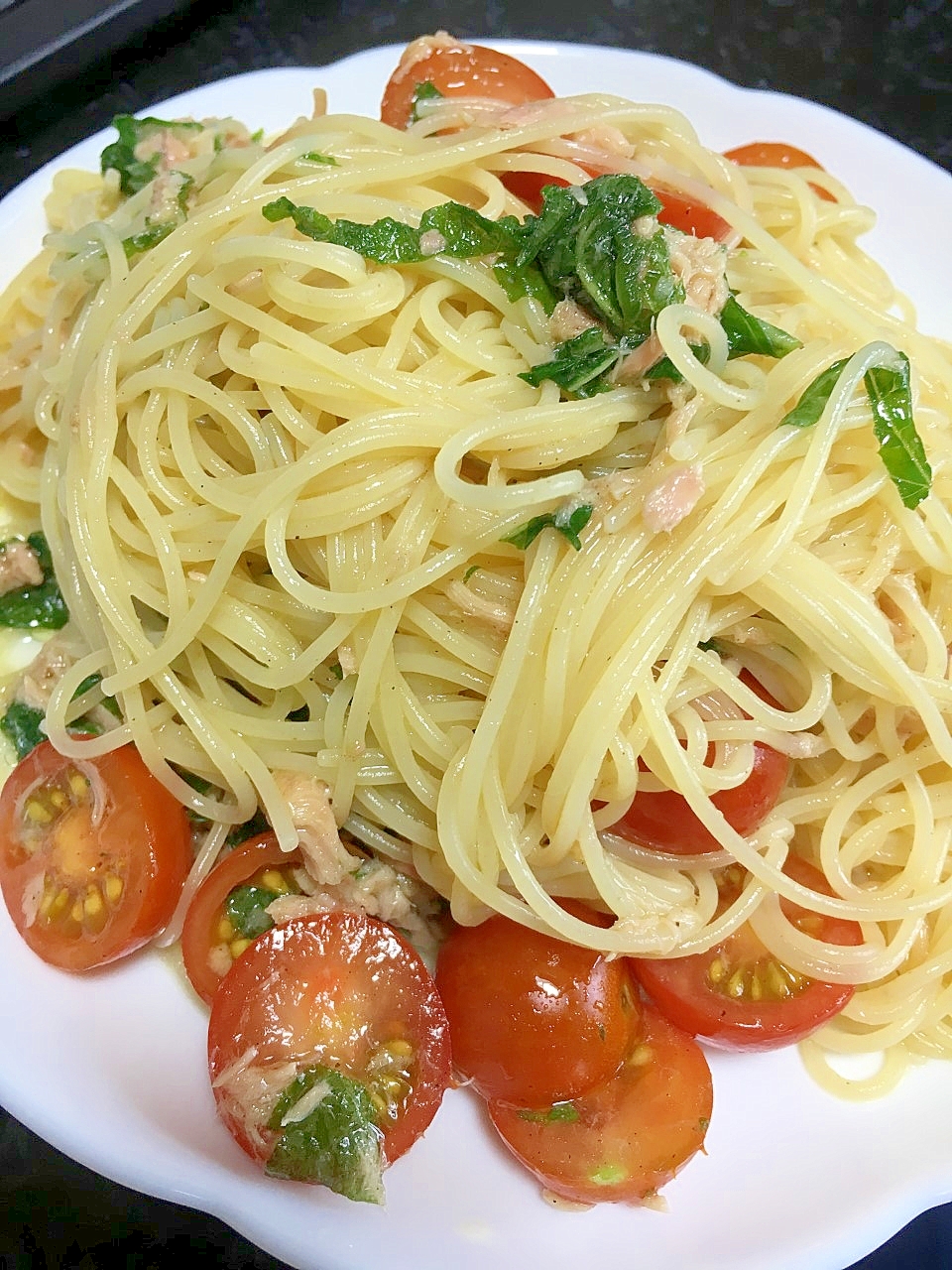 冷製ツナとシソとミニトマトのパスタ レシピ 作り方 By Toku Jiro 0707 楽天レシピ