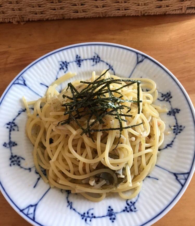 えのきとイカ昆布のめんつゆパスタ