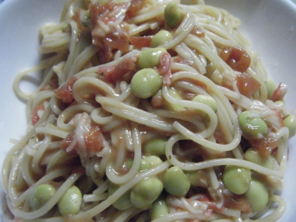 夏野菜で✿トマトと枝豆のバジルソースパスタ❤