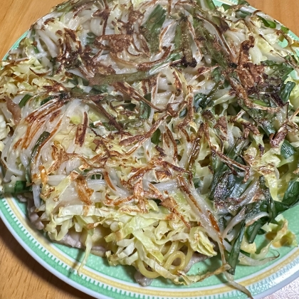 キャベツとにらのお好み焼き
