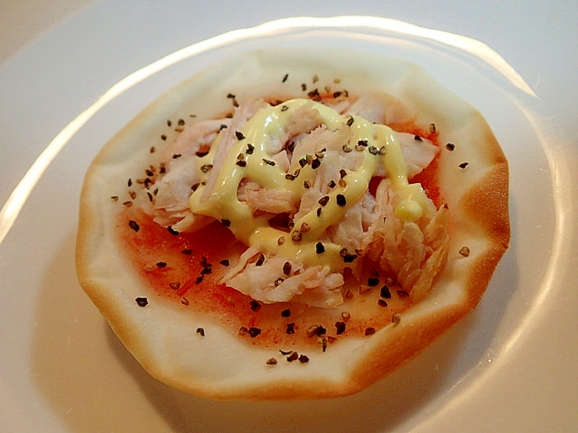 餃子の皮でおつまみ　ペッパ一マヨチキン