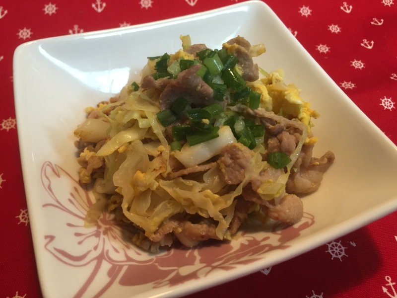 スピード料理！キャベツと豚肉の卵炒め