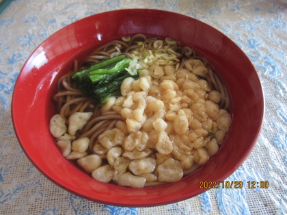 お蕎麦屋さんの揚げ玉を添えて♡シンプルかけそば