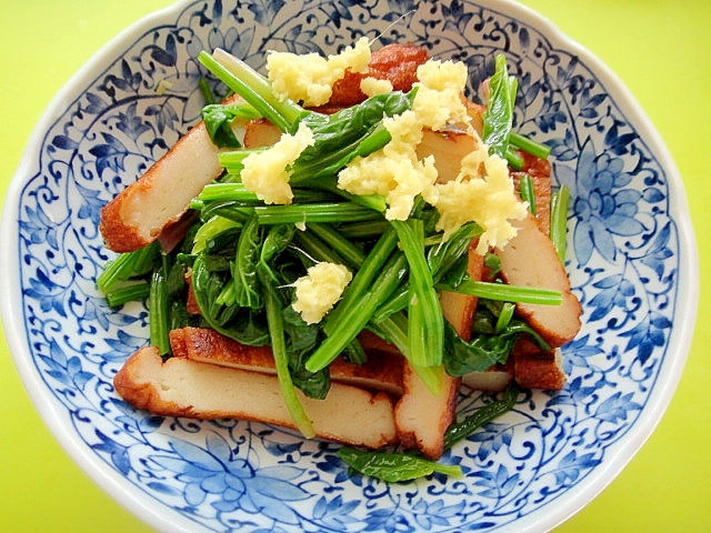 ほうれん草とさつま揚げの生姜麺つゆ和え