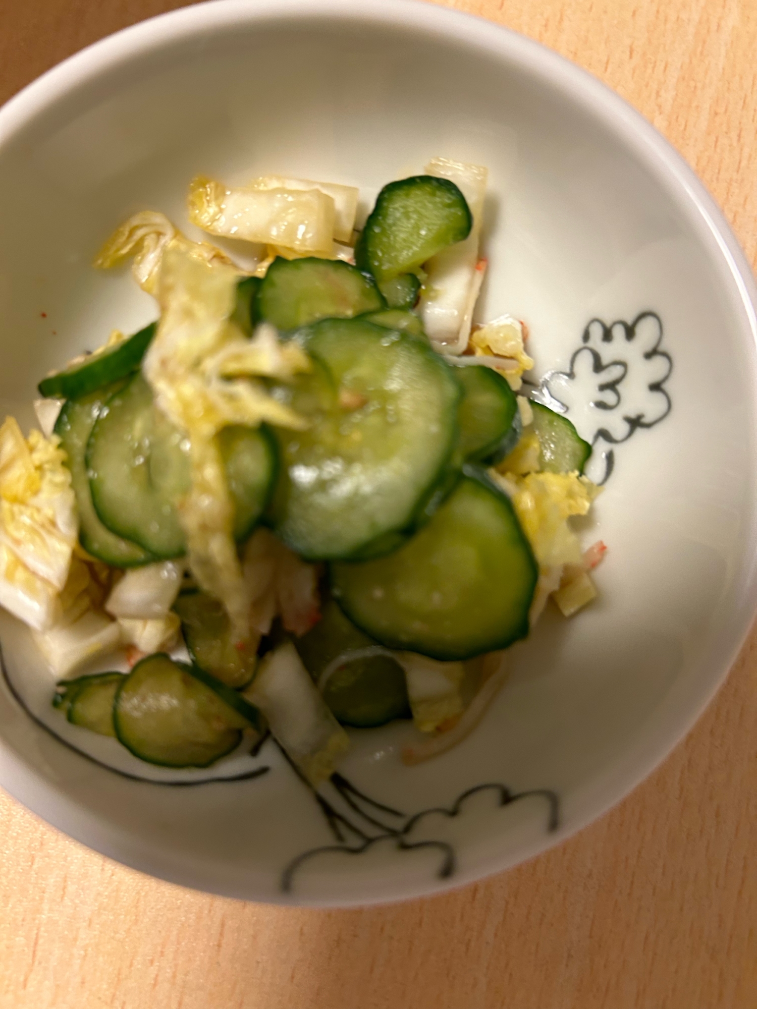 きゅうりと、白菜とカニカマのポン酢和え