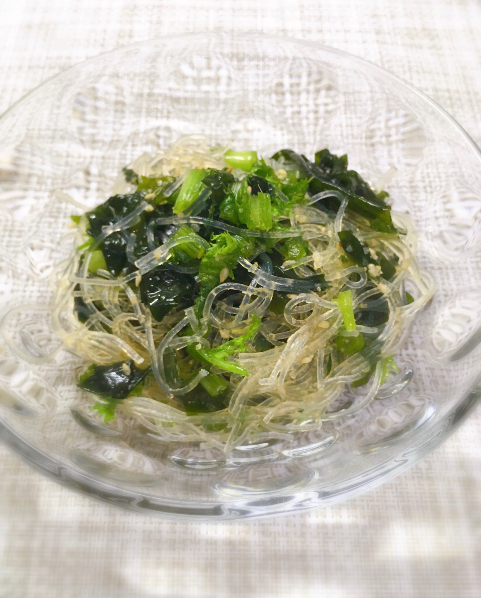 すっきり♡ワカメとわさび菜の春雨サラダ♪