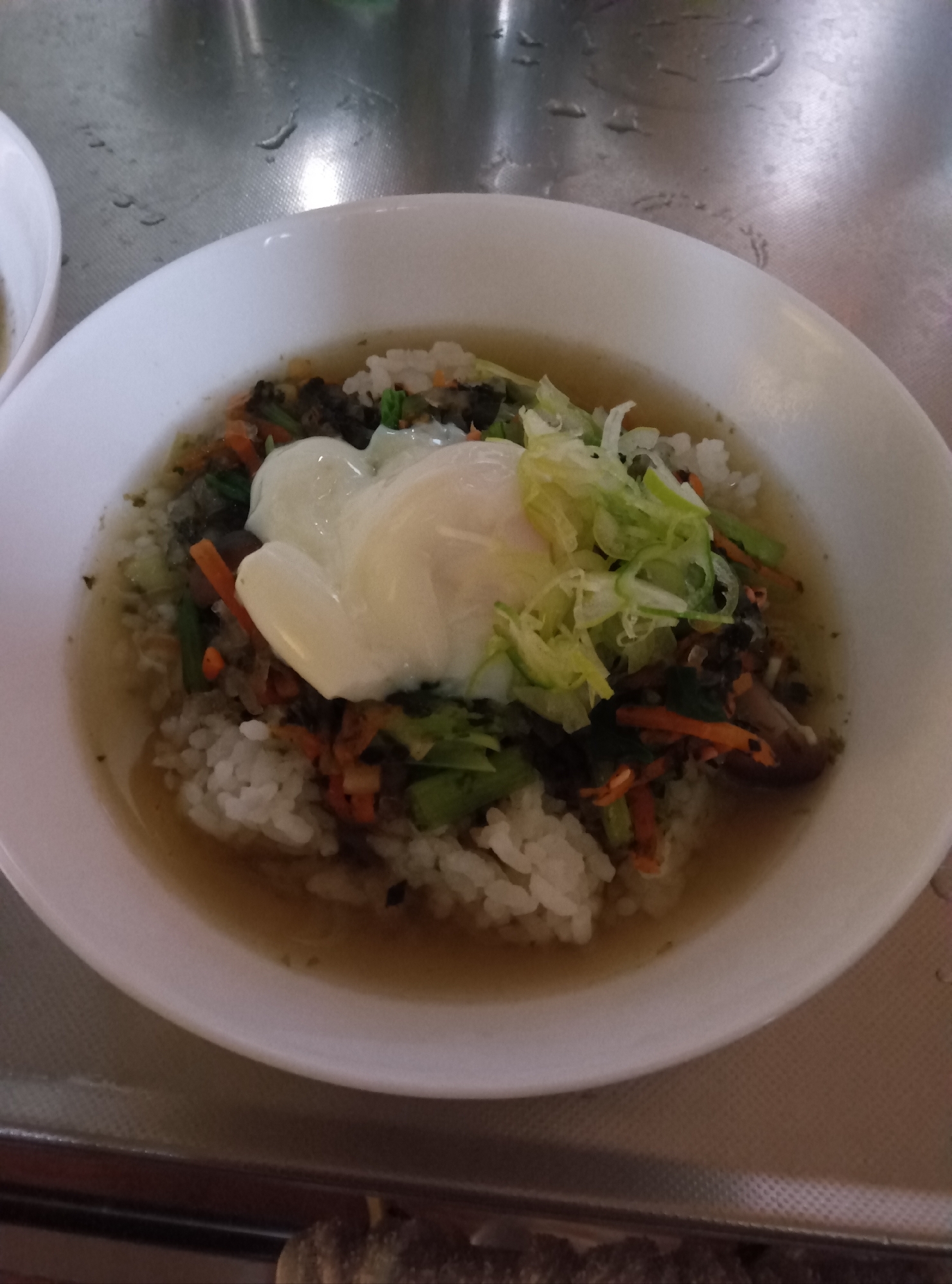 卵と野菜のお茶漬けの素雑炊