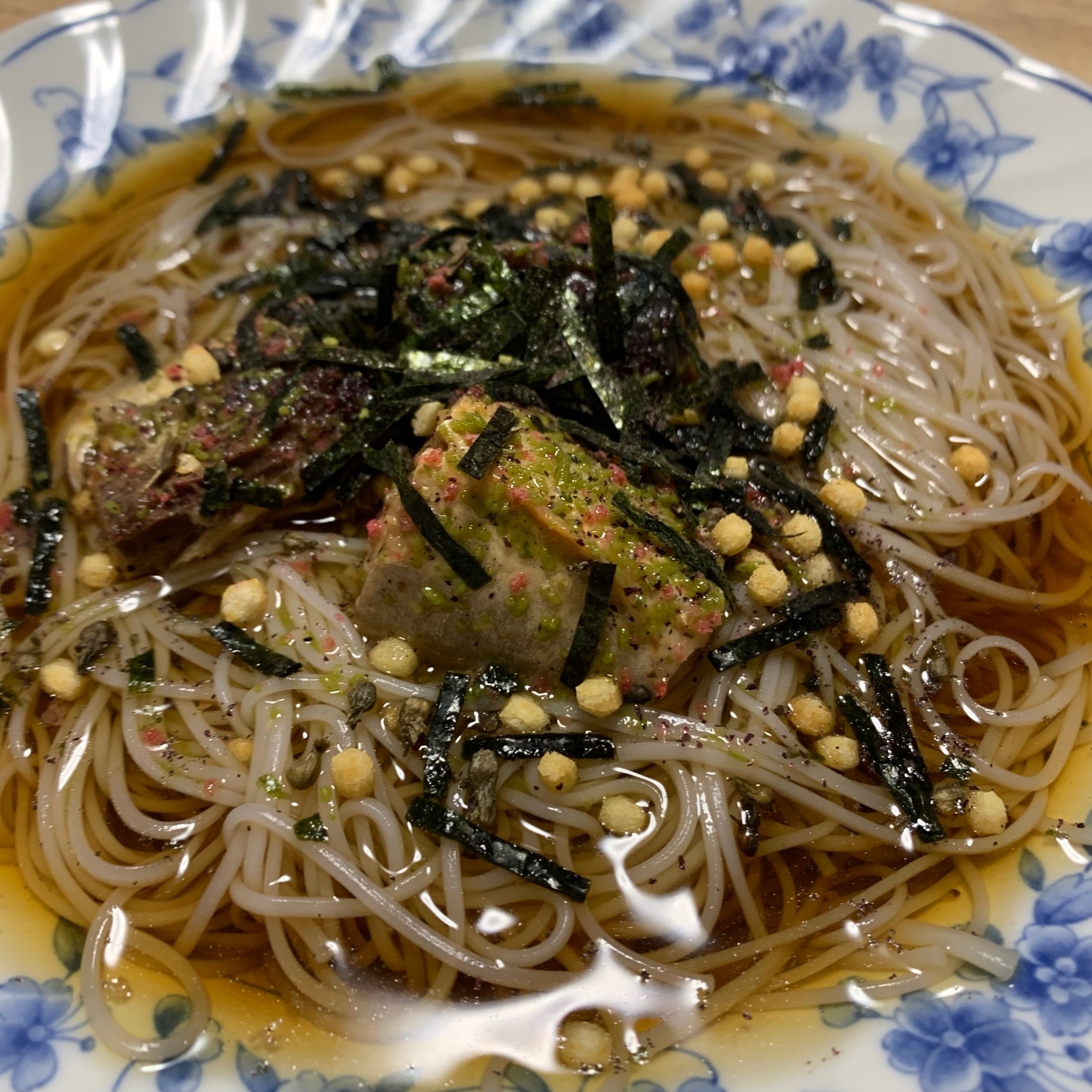 豪華なお茶漬けサバそうめん