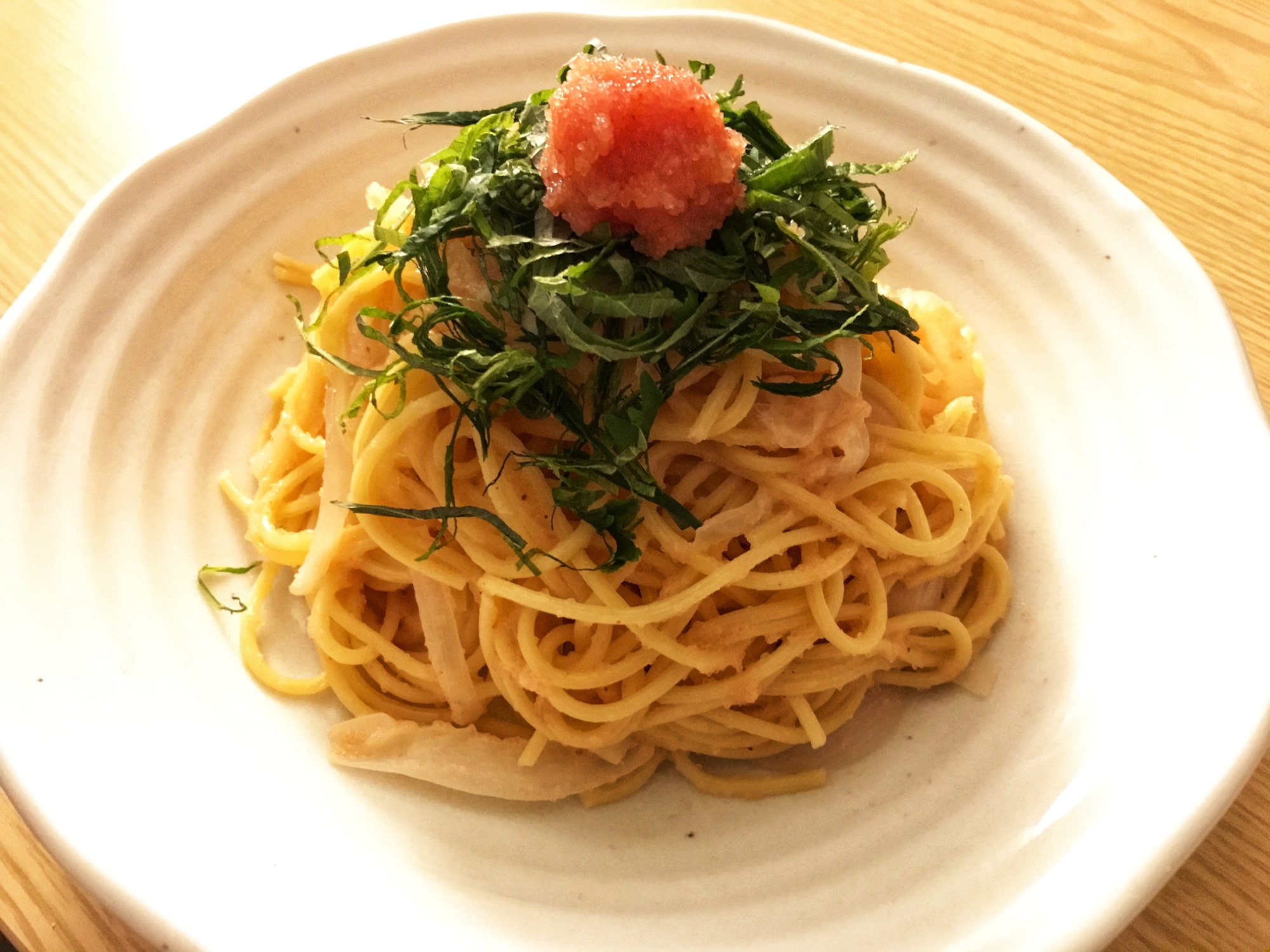仕上げはあと乗せ◎明太子パスタ