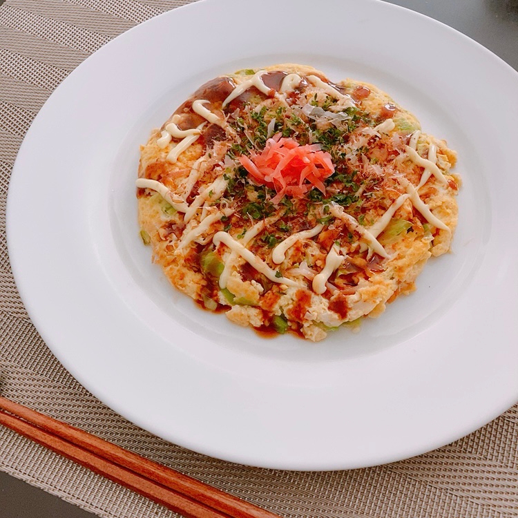 豆腐で、ふわふわお好み焼き風♪